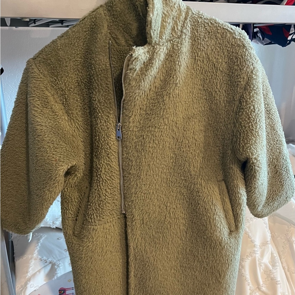Cozy Olive Green Zip-Up Jacket